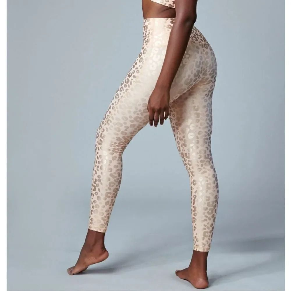 ELECTRIC YOGA |‎ Rose Gold Peach Animal Print High Waisted Leggings | Size Small